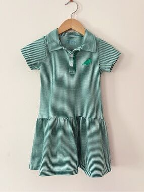 EUC Kelly Green Preppy Striped Drop Waist Polo Cheerleading Game Day Dress